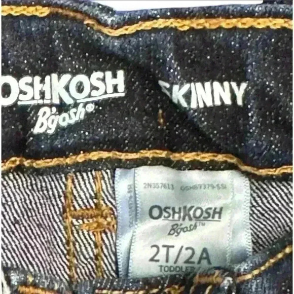OshKosh B'gosh Girls Dark Wash Skinny Jeans Adjustable Waist-Size 2T - Picture 3 of 6